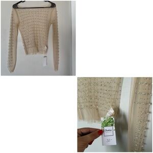 Beige Beaded Women's Sweater